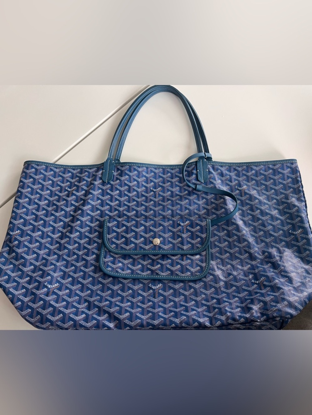 Goyard GM Blue Patterned Tote with Front Pocket